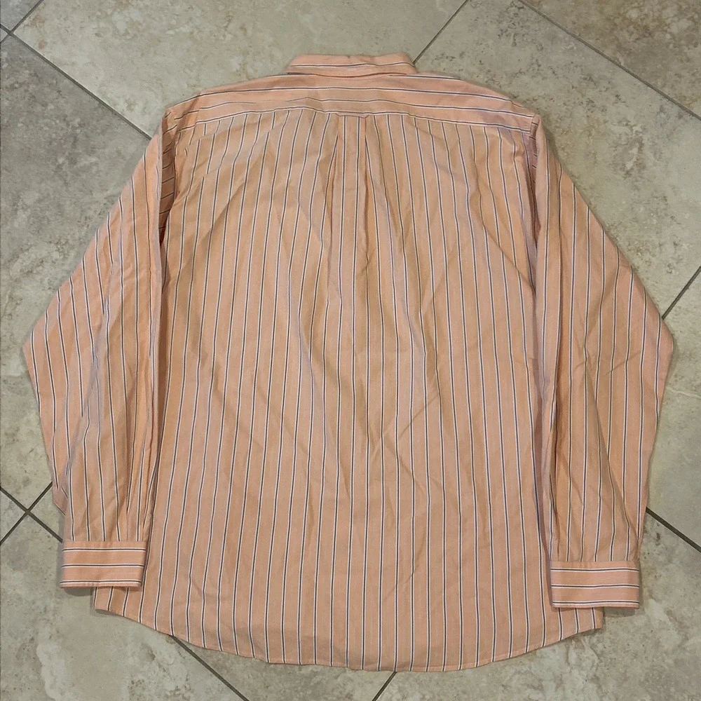 Ralph‎ Lauren Vintage Buttondown Men XL Orange Two-Ply Cotton Long Sleeve Shirt